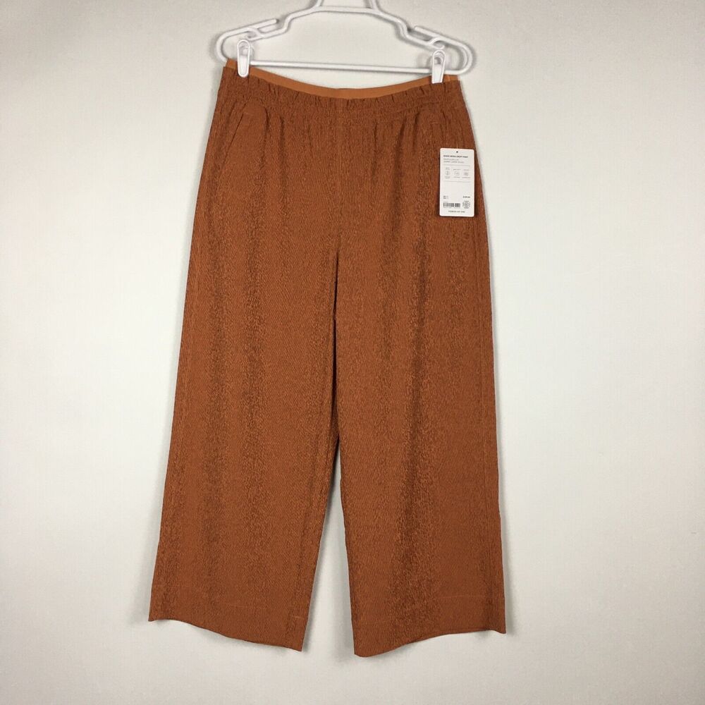 Athleta Echo Wide Crop Relaxed Pant Zipped Pocket Women’s Sz 12 Orange-Brown NEW